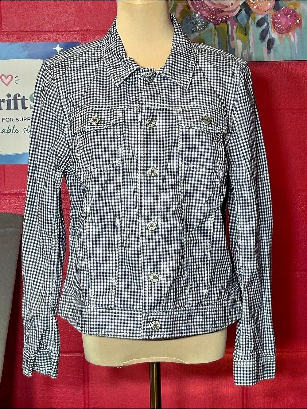 Talbots Gingham Jacket in Blue & White, Large